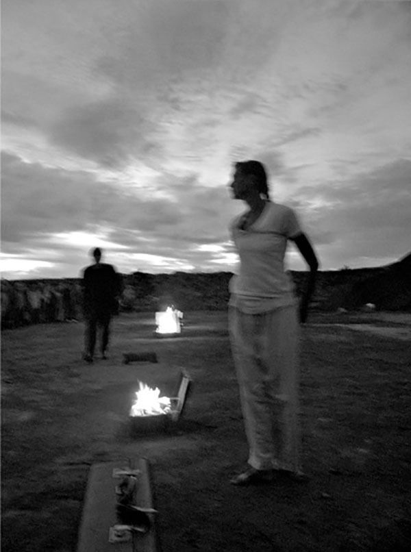 Exile II - (Suitcases, clothes, books and fire) - Kulturbrott, Öland Sweden 2005